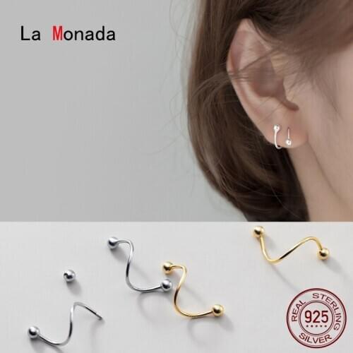 La Monada Minimalist Hoop Earrings For Women Silver 925 Fine Women Earrings Jewelry Spiral Hoop Earrings 925 Sterling Silver
