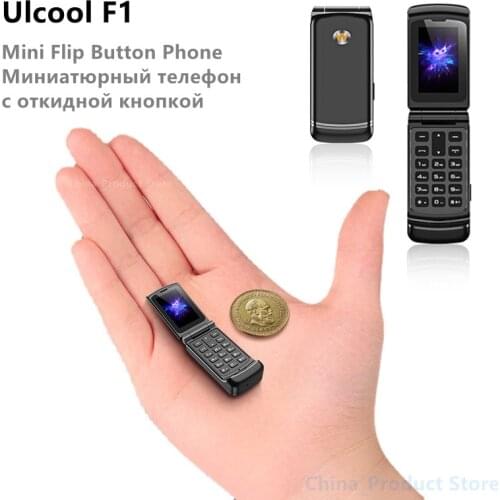 Smallst Flip Cellphone Ulcool F1 32MB+32MB MTK6261 GSM 300mAh Bluetooth Mini Backup Pocket Portable Mobile Phone Gift for Kid