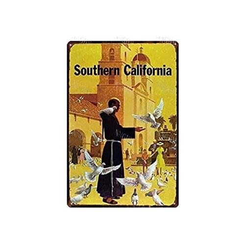 Metal Tin Sign Southern California Peace Dove Pigeon Pub Outdoor Bar Retro Poster Home Kitchen Restaurant Wall Decor Sig
