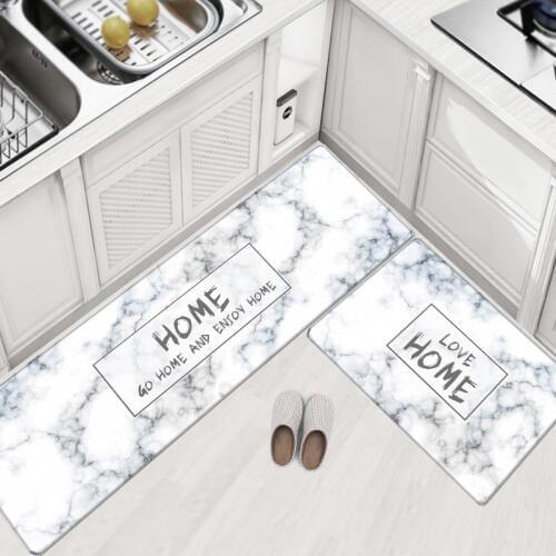PVC Leather Kitchen Rugs Carpets Set Long Size Sofa Area Mat Oil-Proof Waterproof Living Room Bedside Floor Tatami Pad Tapetes