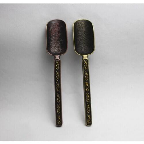 New style copper pattern flower tea scoop two colors oolong tieguanyin kungfu tea accessory factory outlet