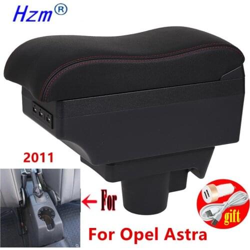 For Opel Astra Armrest Box Opel Astra H Double layer Car Central Armrest Storage Box USB Charging cup holder ashtray accessories