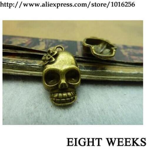 Zinc alloy pendant jewelry accessories diy handmade material charms ancient bronze skull 13 * 21 mm