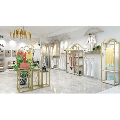 Womens clothes shelf floor clothing store display rack, display rack, on the wall semicircle simple creative