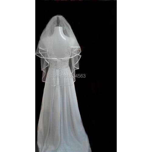 Simple Two-Layer White or Ivory Short Wedding Veil Tulle Veil for Bride