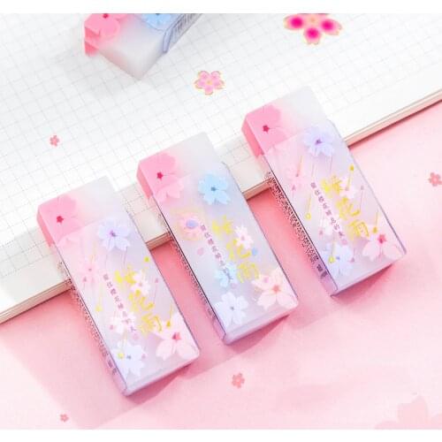 1pcs Cherry flower Rubber Eraser Japanese Sakura Blossom Erasers for Pencil Cleaning Stationery Office School Supplies A6415