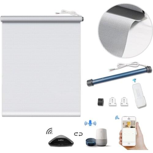 TuyaSmart Life Smart Roller Shade Tubular Motor Sunshade Curtain RF Remote Broadlink RM PRO Control 5% Translucency Smart Home
