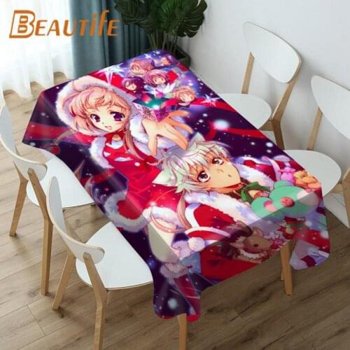 Anime Christmas Girl Tablecloth Fashion Style Hotel Picnic Party Table Waterproof Table Covers Home Dining Tea Table Decoration