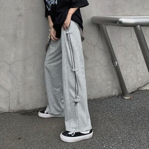 Summer High Waist Wide Leg Short Pants Women black Knee Length Pants Drawstring Korean pure cotton Casual loose Holiday Trousers