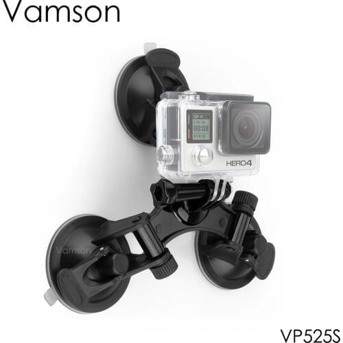 Vamson for Go pro Accessories Mount Triple Feet Suction Cup for Yi for Gopro Hero 7 6 5 4 for DJI OSMO Action Camera VP525S