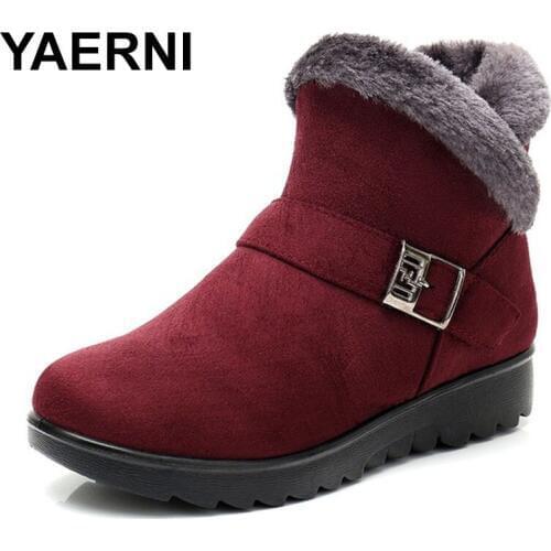 YAERNI Winter Plush Fur Short Warm Snow Boots Plus Size Platform Womens Ankle Boots Zipper Suede Shoes for Women FreeE1242