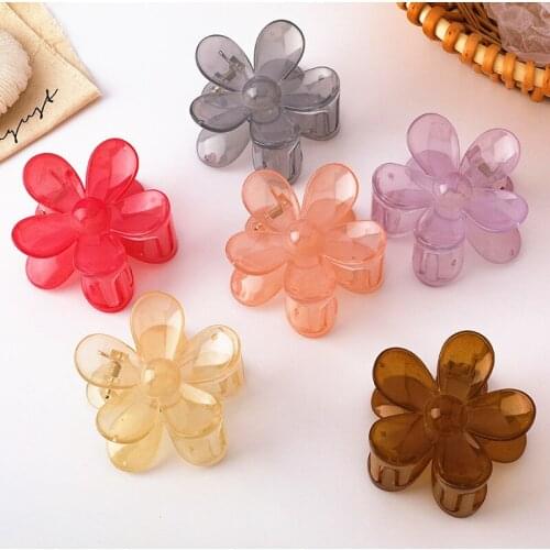 Korea Ins Flower Hair Clip Small Fresh Holiday Headdress Side Clip Transparent Jelly Color Head Hair Claws for Women Accessories