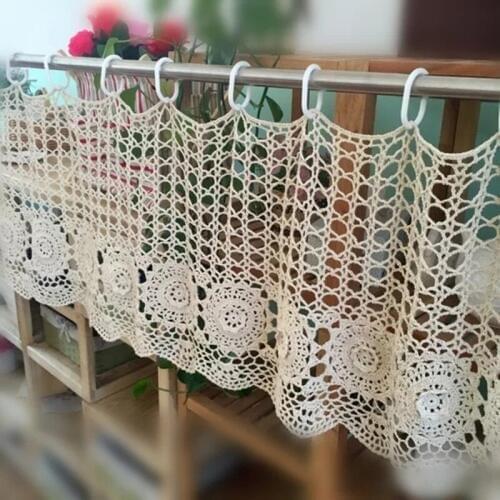 Country living hand crocheted curtain handmade coffee curtain door curtain half curtain for window treatment Nice gift for Mom