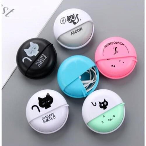 1Pc Protective Headphone Cable Box Round Headphone Storage Box Rotating Cover Earphone Container Multi-function Home Accessorie