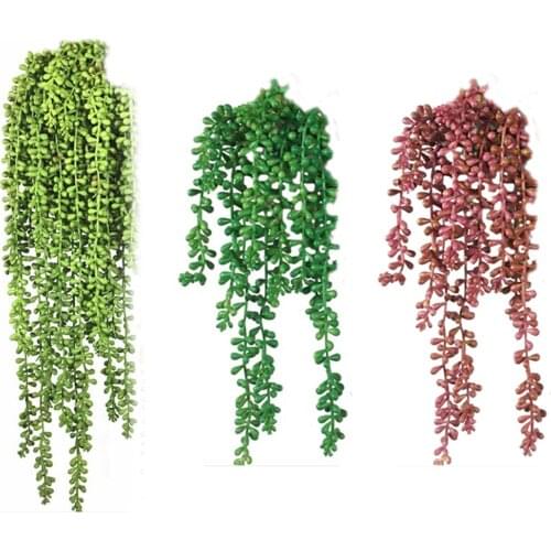 Green Artificial Succulents Plants Wall Hanging For Home Garden Decoration Prop Fake String Of Pearls For Garden Decoration