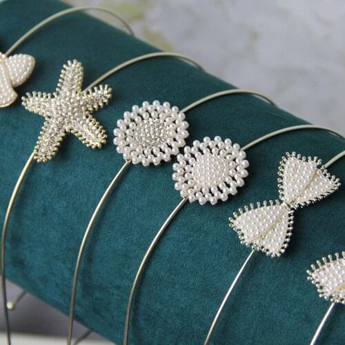 New Korean Version INS Cute Pearl With Diamond Love Butterfly Starfish Hair Band Luxury Jewelry Women Accessories