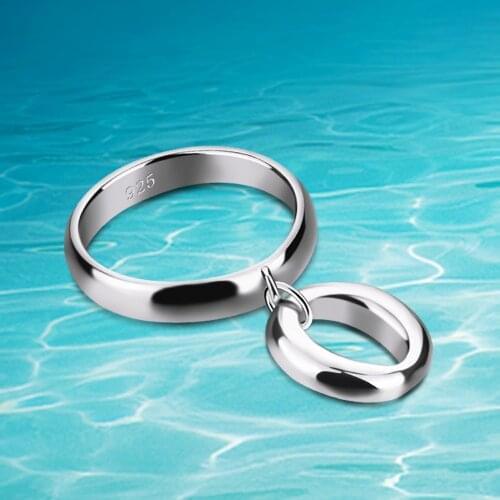 Simple Design Geometry Circular Dangle Thin Rings For Women 925 Silver Color Wedding Ring Stacking Daily Jewelry Gift