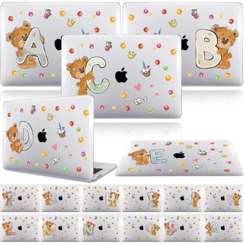 For Apple Macbook 12" / Pro 13 15 16 A2141 A2159 A1707 A1708 A1990(touch bar) A1398 printed 26 bear /initials Shell cover case