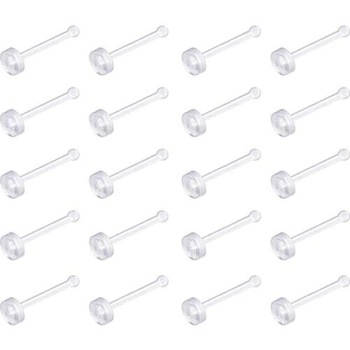 20g Clear Nose Ring Retainer Bioflex Nose Bone Rings Studs Piercing Jewelry Flat Top