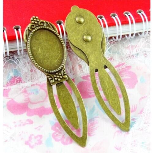 8PCS 18*25MM Inner Size Antique Bronze Plated Vintage Bookmark Base Cameo Setting DIY Jewelry accessories