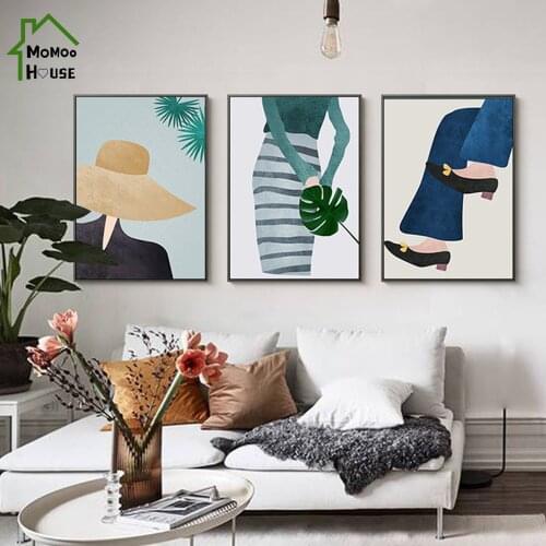 Abstract Oil-paintings Girl Firgue Posters Wall Art Decorations Vintage Pictures for Living Room Home Decor