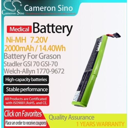 CameronSino Battery for Grason Stadler GSI 70 fits Welch-Allyn 1770-9672 Medical Replacement battery 2000mAh / 14.40Wh 7.20V