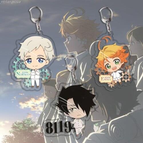 The Promised Neverland Keychain Emma Norman Ray Kawaii Anime Figures Acrylic Pendant Key Chain Llavero Gift For Fans