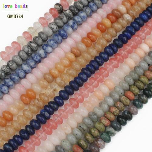 4/6/8mm Natural Quartzs Jaspers etc Rondelle Beads Round Loose Spacer Beads for Jewellery Making DIY Handicraft Beaded Bracelet