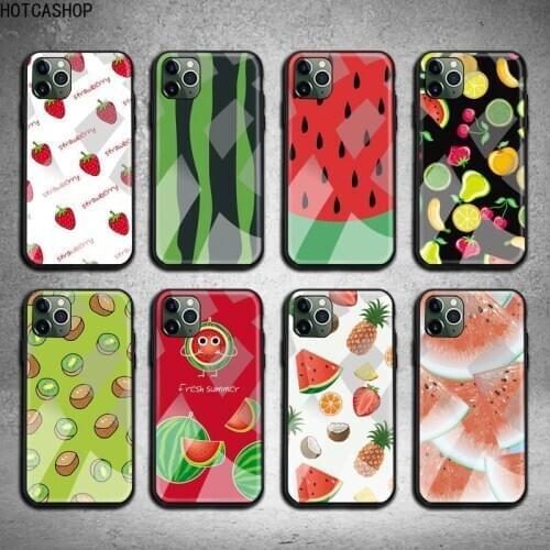 Fruit watermelon avocado strawberry Phone Case Glass For iPhone 12 pro max mini 11 Pro XR XS MAX 8 X 7 6S 6 Plus SE 2020 case