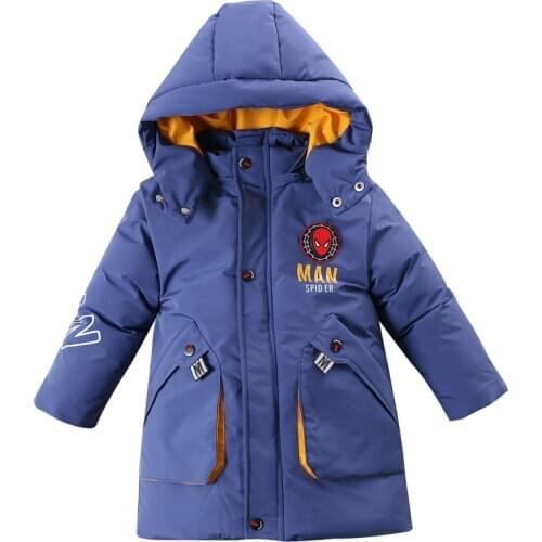 Childrens cotton-padded jacket boys long down cotton winter coat