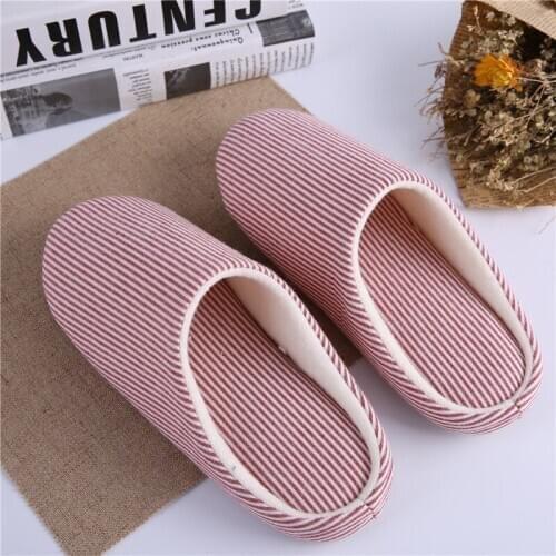 SunNY Everest women house slipper stripe couple floor shoes indoor mute non-slip plus size slipper men family simple