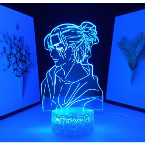 Attack on Titan Anime Figure Light Eren Yeager for Bedroom Decor Kids Birthday Gift Night Light 3D LED Lamp Dropshipping
