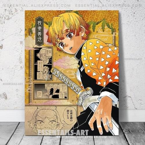 Zenitsu Agatsuma Kimetsu no Yaiba Canvas Decoration Prints Poster Living Room Home Decor Bedroom Pictures Wall Art Painting