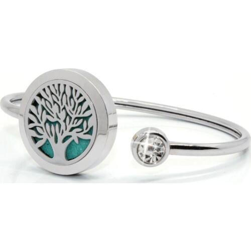 Magnetic Perfume Essential Oil Diffuser Locket Bracelet Life Tree Stainless Steel Bangle Jewelry For Women Gift