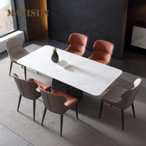 Furniture For Home Small Apartment Household Kitchen Table For 6 Person High-End Marble Dining Table And Chair Combination
