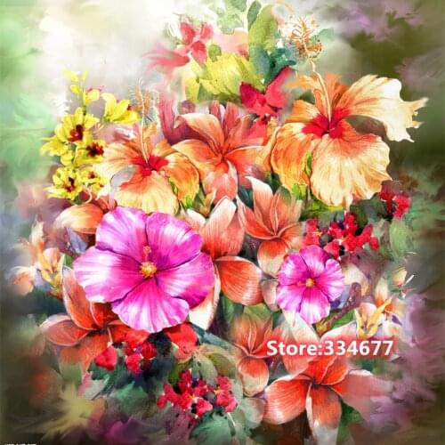 Cross Stitch Kits Colorful flowers Oil Painting Needlework Embroidery Crafts 14CT Unprinted DIY Arts Handmade Home Decor