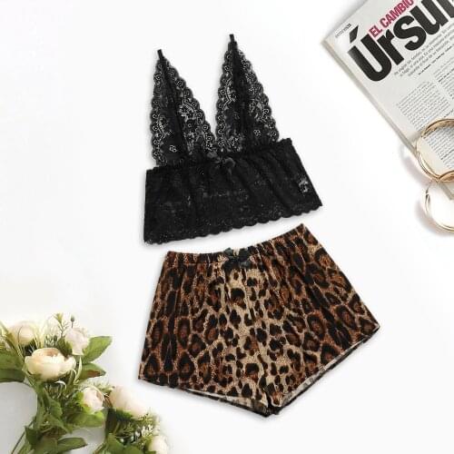 New Satin Silk Pajamas Plus Size Leopard Women Nightdress Lingerie Lace Underwear Sexy Mujer Renda Talla Grande Sleepwear 2021