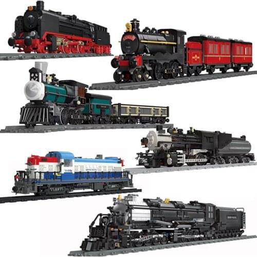 Train Building Blocks High-tech Steam Train Bricks 3D Urban Rransport Railway Model Puzzle Toys For Children Children Gifts