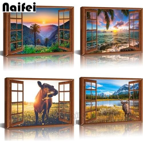 Full Square/Round Drill 5D DIY Diamond Painting Window Frame Scenry Embroidery Cross Stitch 3d Home Decor Mosaic Wall Art Decor