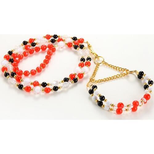 Crystals Pets Supplies Leashes Chains Leash Beading Jeweled Dog Collars and Leads for Dogs Suit Leather Handle Set Traction Rope