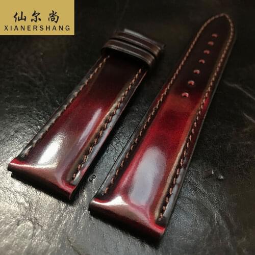 New Luxury Cordovan Strap Genuine Leather Belt Custom Universal Watch Band 19MM 20MM 21MM 22MM Handmade Horse Skin Watchbands 24