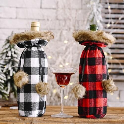 Christmas Wine Bottle Cover Lattice Bottle Sets Cover Christmas Gift Table Home Decor Christmas Decoration Xmas Wine Cover 2021