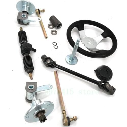 Go Kart Steering Assembly Steering Wheel Ball Joint Pull Rod Set 300 Mm Steering Wheel Kit