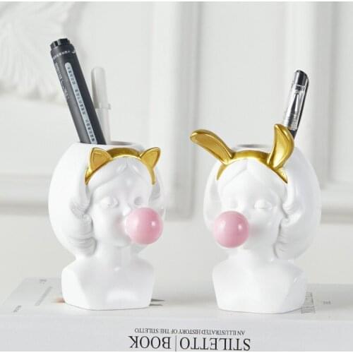 Resin Bubble Girl Figurines Home Decor Entrance Key Storage Box Nordic Living Room Ornaments Garden Flower Pot Vase Miniatures