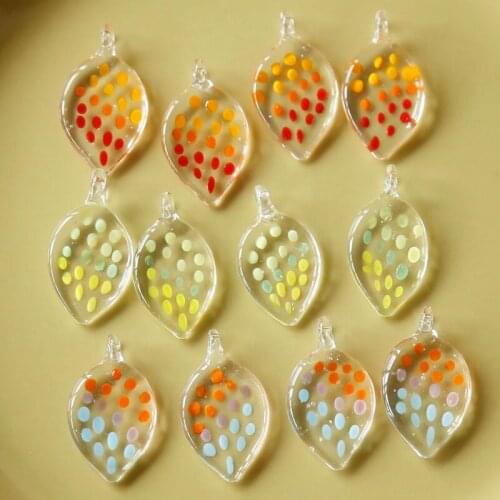 Glass hand-painted gradient contrast color pendant Japanese DIY handmade earring accessories 1pcs