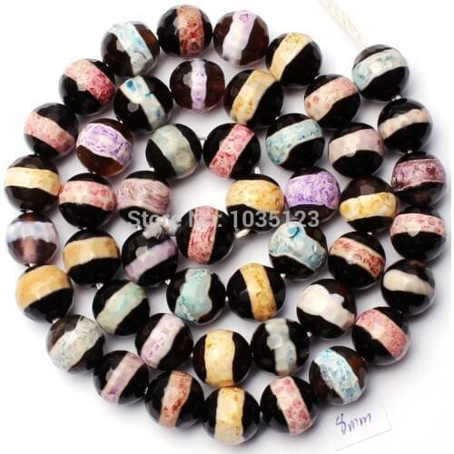 High Quality 8mm Pretty Natural Multicolor Agates Onyx Faceted Round Shape DIY Gems Loose Beads 15" Jewellery Making w1822