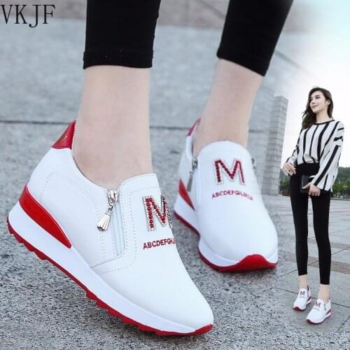 2021 Platform Wedges Womens Sneakers Spring High Quality Rhinestone Mesh Breathable Increased Womens Shoes Casual Shoes