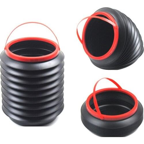 1Pc Car Trash Bin Automobile Wash Telescopic Storage Bucket Folding Rubbish Organizer Garbage Can Universal Black