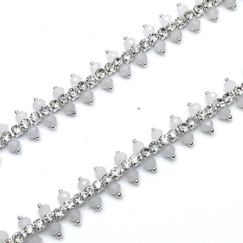 10Yards Fashion Crystal Rhinestone Chain Trim Silver Base For Wedding Decoration Clothing Shoes Decorations