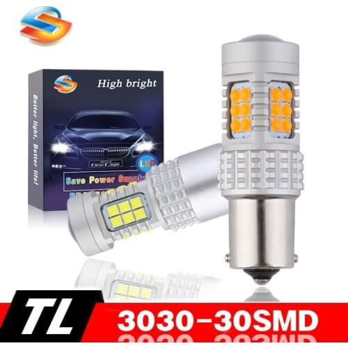 2PCS 1156 BA15S PW21 1157 T20 T25 LED 30SMD Car Bulbs White Red Yellow Turning Signal Lights Brightness Daytime Running Lamp